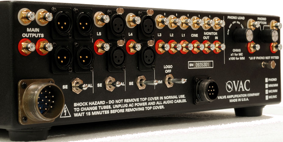 Rear panel of the VAC Signature Preamplifier Mk 2 Rear panel of the VAC Signature Preamplifier Mk 2