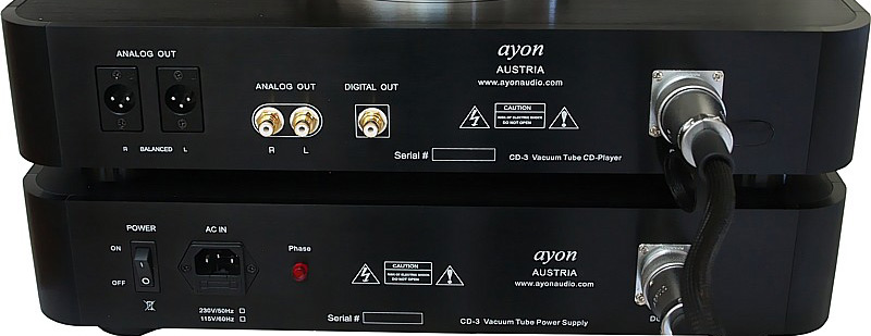 Ayon CD3 CD Player and Power rear panel showing connectors