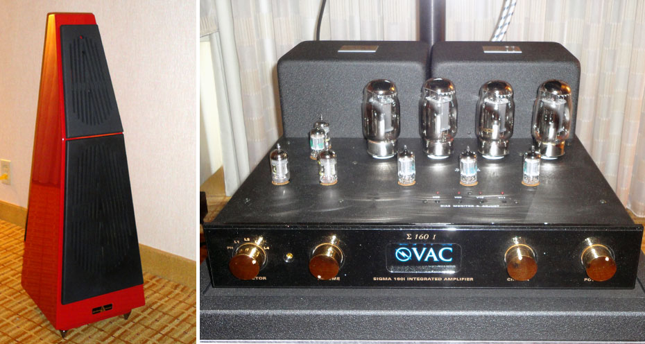 Left: the intriguing Gershman Avant Guarde Speakers; right: VAC Sigma 160I Integrated Amplifier