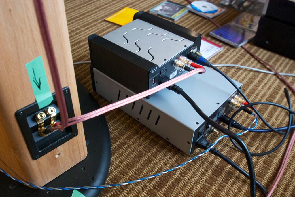 Back of the Happy Sound Newform LineSource Monitor Triple Stacked speakers Back of the Happy Sound Newform LineSource Monitor Triple Stacked speakers