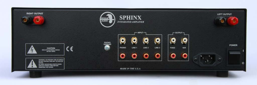 Rogue Audio Sphinx integrated amplifier rear view